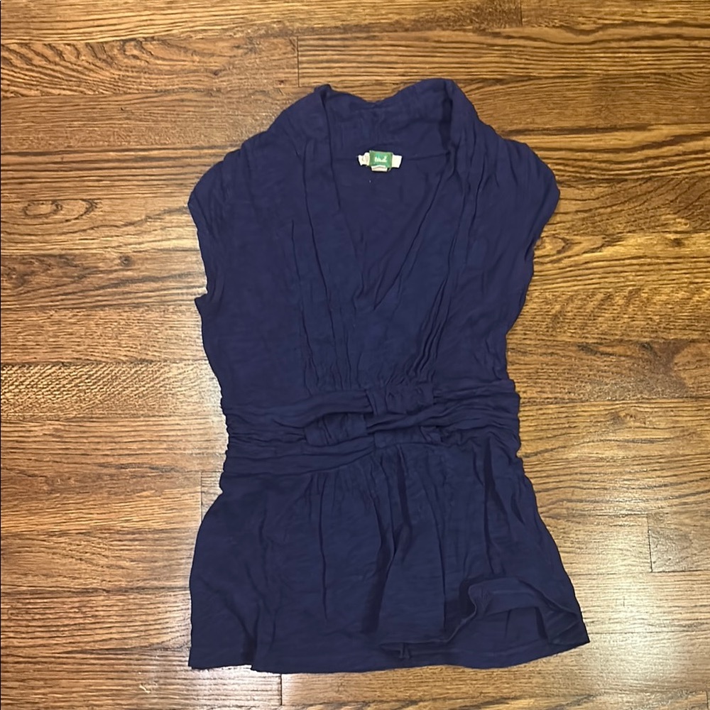 Tua Deep Blue Cap Sleeve Blouse Purchased at Anthropologie.